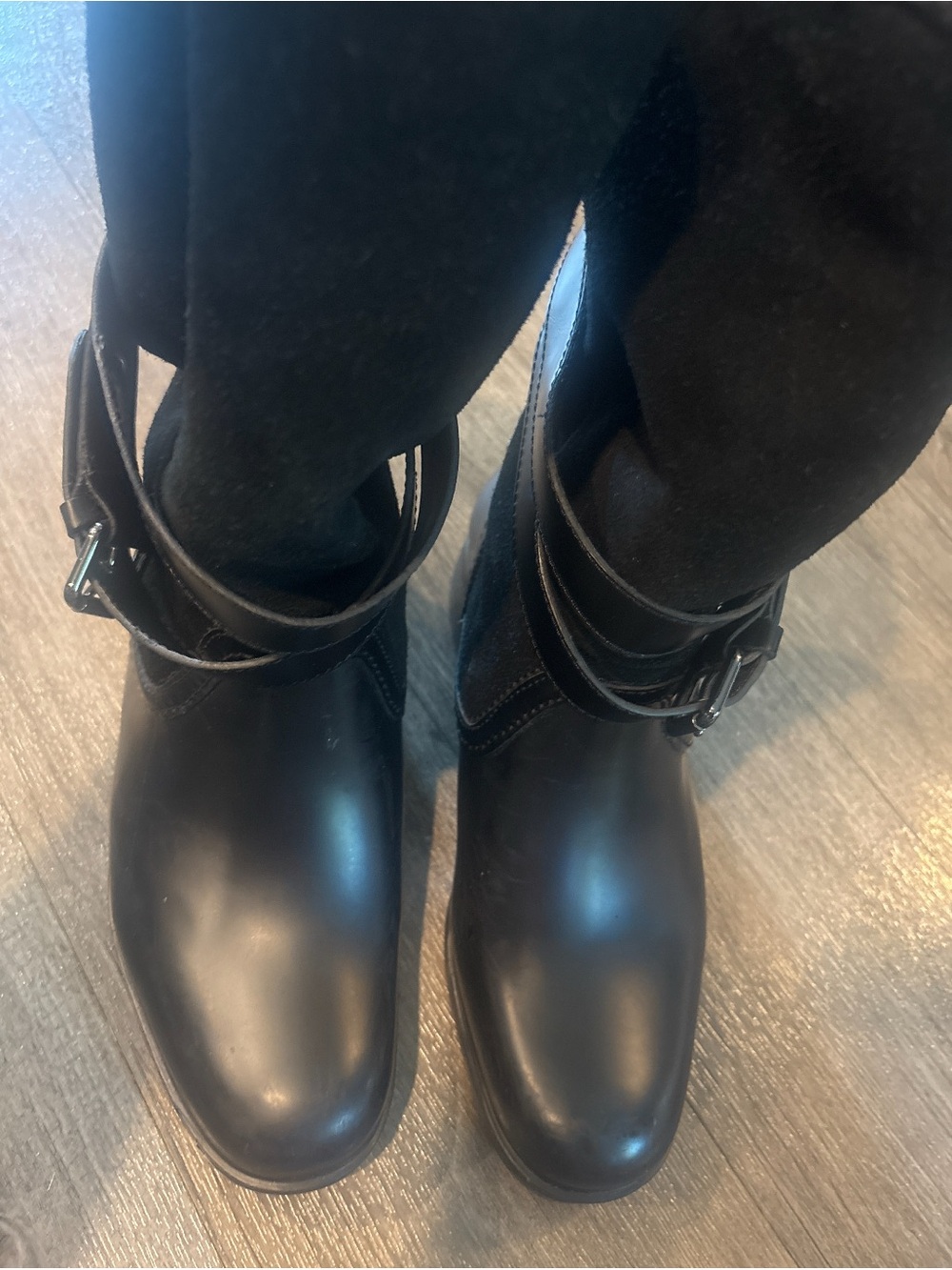 Coach Black Leather Buckle Ankle Boots Booties Size 8